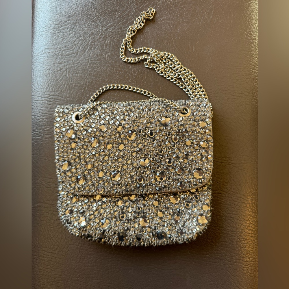 Never been used ! Silver rhinestone evening bag